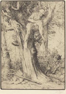 Landscape with a Boy in a Tree (Paysage avec un garcon grimpe sur un arbre, dite "Le denicheur d'ois Creator: Alphonse Legros
