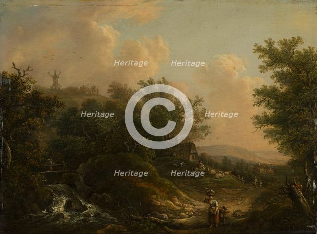 Landscape with a Brook and Hikers, 18th century. Creator: Johann Peter Neef.