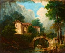 Landscape with a Bridge, 19th century. Creator: Unknown