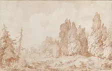 Landscape with a Bridge, c1760. Artist: Jean-Honore Fragonard