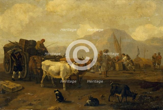 Landscape with a Cart Driven by  Bullocks, 1664. Creator: Abraham Jansz Begeyn.