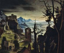 Landscape with a castle. Fragment, 1930. Creator: Franz Sedlacek