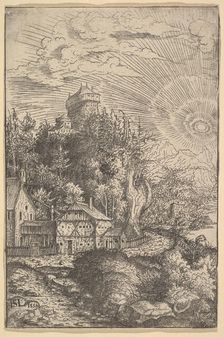 Landscape with a Castle Perched on a Rock, 1553. Creator: Hans Sebald Lautensack