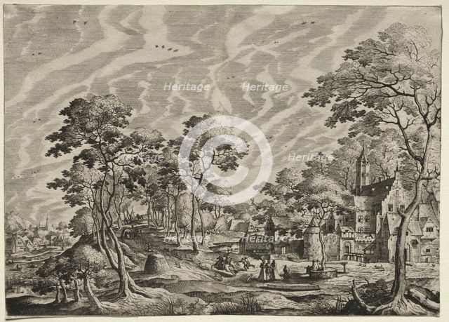 Landscape with a Chateau at the right, 1630. Creator: ; ; Hieronymus Cock (Netherlandish, 1500-1570).