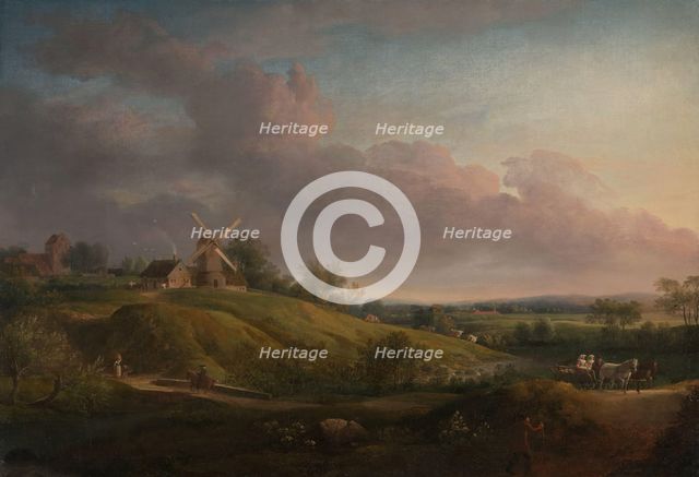Landscape with a Church and a Mill, 1798. Creator: Jens Juel.