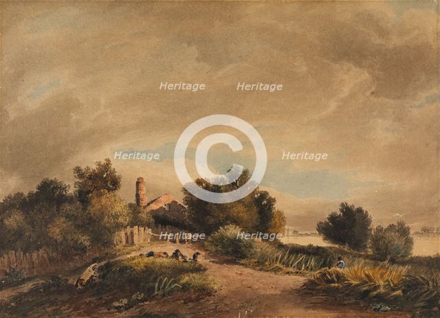 Landscape with a Cottage and Wheelbarrow, 1809. Creator: David Cox the Elder.