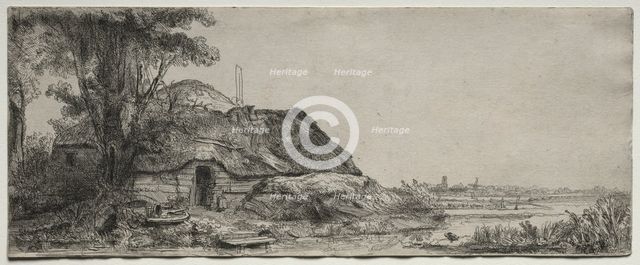 Landscape with a Cottage and a Large Tree, 1641. Creator: Rembrandt van Rijn (Dutch, 1606-1669).