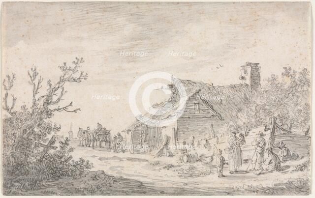 Landscape with a Cottage and Figures, 1653. Creator: Jan van Goyen (Dutch, 1596-1656).