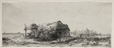 Landscape with a Cottage and Hay Barn: Oblong, 1641. Creator: Rembrandt van Rijn (Dutch, 1606-1669)