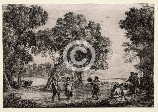 Landscape with a Country Dance (Small Plate), c. 1637. Creator: Claude Lorrain (French, 1604-1682).