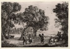 Landscape with a Country Dance (Small Plate), c. 1637. Creator: Claude Lorrain (French, 1604-1682)