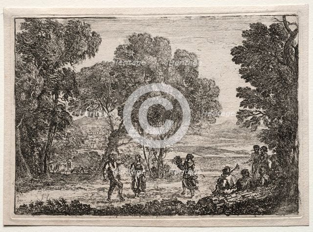 Landscape with a Country Dance (Small Plate), c. 1637. Creator: Claude Lorrain (French, 1604-1682).