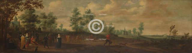 Landscape with a Couple Dancing outside a Country Mansion, 1645. Creator: Pieter Meulener.