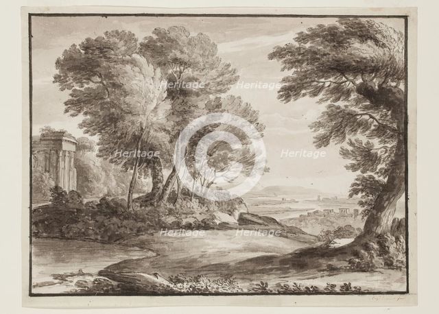 Landscape with a Classical Temple, after Claude, c1800s. Creator: Luigi Gasparini.