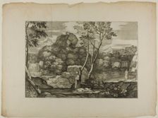 Landscape with a Dead Man and Two Priests, 1668–71. Creator: Sébastien Bourdon