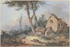 Landscape with a dilapidated farmstead, 1790. Creator: Louis Gabriel Moreau