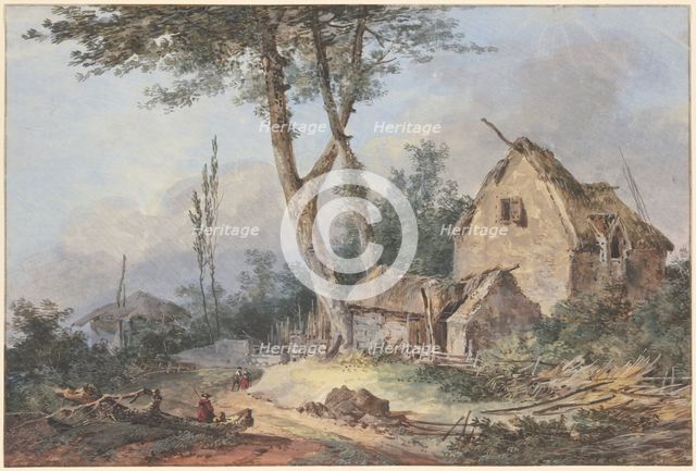 Landscape with a dilapidated farmstead, 1790. Creator: Louis Gabriel Moreau.