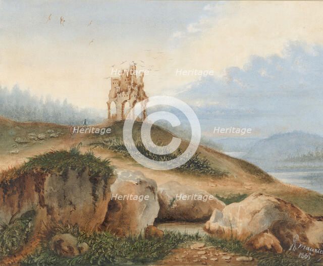 Landscape with a Fantastic Castle, 1865. Creator: George Sand.