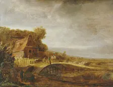 Landscape with a Farm and a Bridge, unknown date. Creator: Govaert Flinck