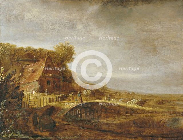 Landscape with a Farm and a Bridge, unknown date. Creator: Govaert Flinck.