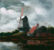 Landscape with a Farm House and Windmill, 17th century or possibly later. Creator: After Jacob Isaaksz van Ruisdael (1628 or 1629-1682)
