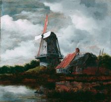 Landscape with a Farm House and Windmill, 17th century or possibly later. Creator: After Jacob Isaaksz van Ruisdael (1628 or 1629-1682)