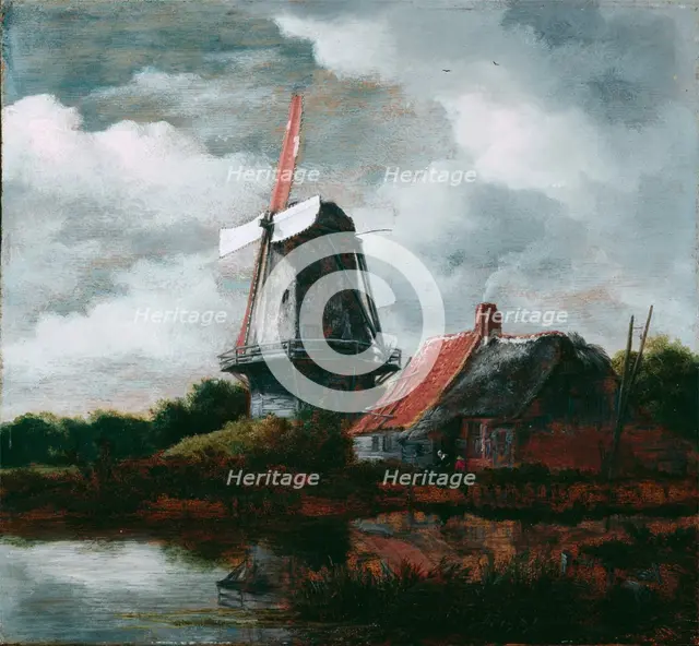 Landscape with a Farm House and Windmill, 17th century or possibly later. Creator: After Jacob Isaaksz van Ruisdael (1628 or 1629-1682).