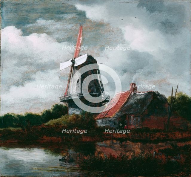 Landscape with a Farm House and Windmill, 17th century or possibly later. Creator: After Jacob Isaaksz van Ruisdael (1628 or 1629-1682).