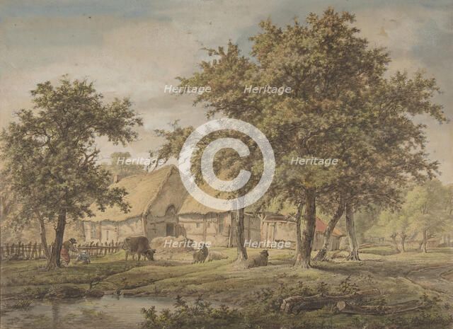 Landscape with a Farmhouse, 1757-1837. Creator: Adrianus de Visser.