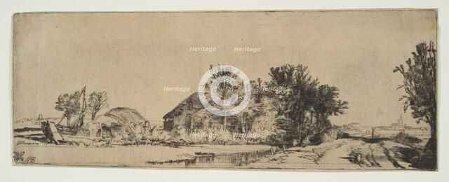 Landscape with a Farmhouse Along a Road Beside a Canal, ca. 1652. Creator: Rembrandt Harmensz van Rijn.