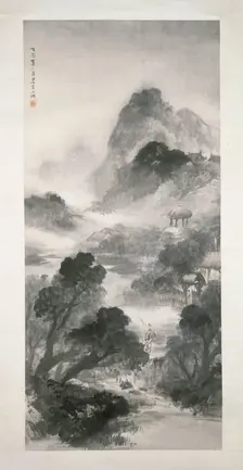 Landscape with a figure and buildings, 1897. Creator: Wu Qingyun