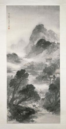 Landscape with a figure and buildings, 1897. Creator: Wu Qingyun