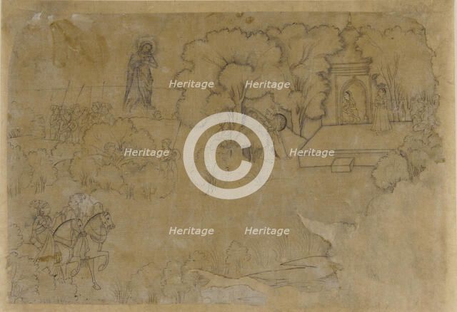 Landscape with a figure of the Virgin Mary, 17th century. Creator: Unknown.