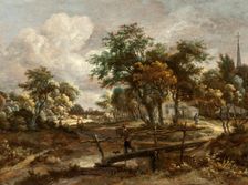 Landscape with a Footbridge, between c1664 and c1665. Creator: Meindert Hobbema