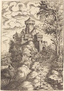 Landscape with a Fortress and Big Stairway, 1554. Creator: Hans Sebald Lautensack
