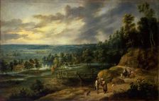 Landscape with a Fortune-Teller, 1640. Creator: Lucas van Uden