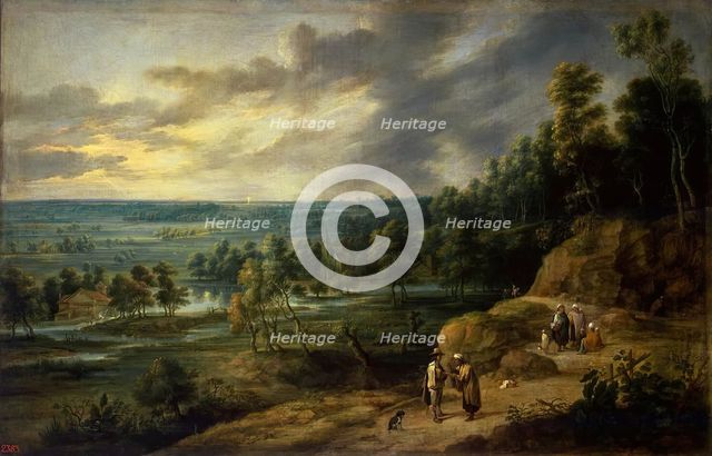 Landscape with a Fortune-Teller, 1640. Creator: Lucas van Uden.