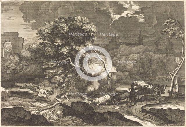 Landscape with a Frightened Waggoner. Creator: Sébastien Bourdon.