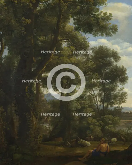 Landscape with a Goatherd and Goats, ca 1637. Artist: Lorrain, Claude (1600-1682)