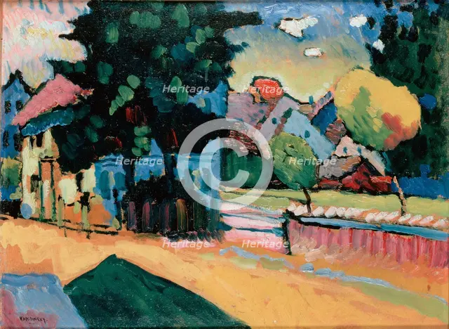 'Landscape with a Green House', 1908.  Artist: Vassily Kandinsky