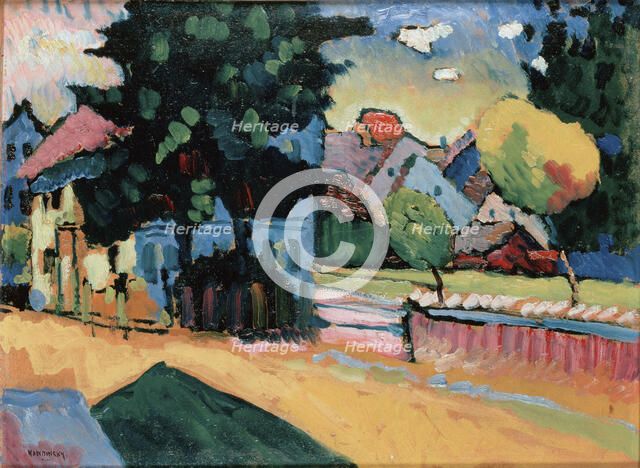 'Landscape with a Green House', 1908.  Artist: Vassily Kandinsky