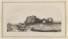Landscape with a Haybarn and a Flock of Sheep (copy), 1750-1810. Creator: William Baillie