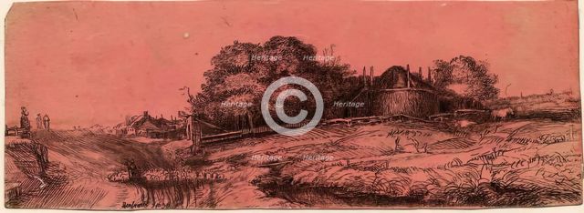 Landscape with a Haybarn and Flock of Sheep, (c1652), c1770s. Creator: William Baillie.