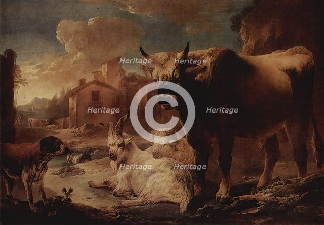 Landscape with a Herd, 1650. Creator: Philipp Peter Roos.