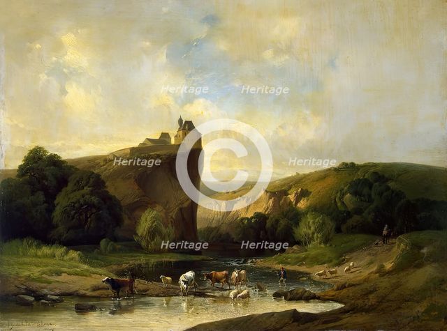 Landscape with a Herd, 1862. Creators: Eugène Verboeckhoven, Joseph Quinaux.