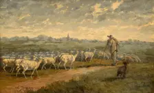 Landscape with a Herd, 1872. Creator: Charles Emile Jacque