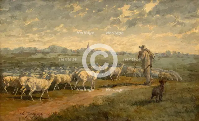 Landscape with a Herd, 1872. Creator: Charles Emile Jacque.