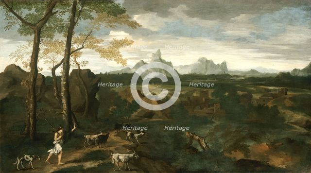Landscape with a Herdsman and Goats, c. 1635. Creator: Gaspard Dughet.