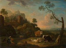 Landscape with a Herdswoman and Farm Animals, 1768. Creator: Friedrich Wilhelm Hirt