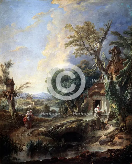 'Landscape with a Hermit', 1742.  Artist: François Boucher